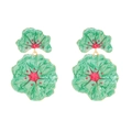 Orecchini a fiore in smalto verde menta con dettagli in metallo dorato e design a foglia - Verde Sfumato