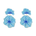 Orecchini a fiore in smalto con venature blu e montatura in lega metallica dorata - Blu Sfumato