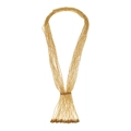 Bohemian gold beaded multi-strand fringe necklace with elegant tassel drop for women - Gold