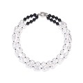 Collana a doppio strato con perle barocche e perline nere con chiusura a ginocchiera - Stile Barocco Color Block Bianco e Nero (A)