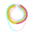 Collier cascade multicouche fait main avec perles macaron colorées et fermoir argenté - Multicolore Macaron (A)
