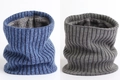 Winter ribbed knit neck gaiter with thick fleece lining in blue and grey variants - Blue/Grey