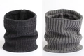 Thick ribbed knit neck gaiter with plush lining in dark and light grey colors - Black/Grey