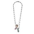 Collar largo bohemio vintage con relieve floral y colgantes de gotas de colores - Multicolor