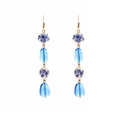 Orecchini pendenti in ceramica bianca e blu con resina e ganci placcati in oro - Stile Porcellana Blu e Bianca (A)