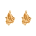 Boucles d'oreilles rétro dorées géométriques avec texture de lave et éclat métallique - Doré