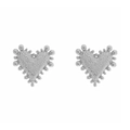Orecchini a cuore argento vintage con trama a perline e finitura metallica - Argento