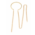 Gargantilla minimalista de metal dorado con flecos largos asimétricos sobre fondo blanco - Dorado