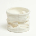 Detail of soft white fleece neck warmer with resin button closure for winter warmth - White (WB76-2)