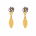 Orecchini a goccia bicolore con fiore d'argento e ciondolo a goccia d'oro lucido - Colore Oro e Argento (A)