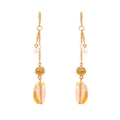 Boucles d'oreilles pendantes géométriques en résine avec chaînes dorées et perles pour femme - Ambre (A)