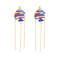 Pendientes de pez tropical retro con esmalte colorido y largos colgantes de borlas - Colorido