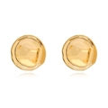 Vintage gold geometric hammer textured round stud earrings with a retro artistic finish - Gold