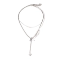 Collana con perle barocche, ciondolo a lucchetto a cuore e chiave in stile a strati - Argento
