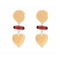 Orecchini dorati vintage con pendenti a cuore bordeaux e finitura in metallo martellato - Pendenti a Cuore Multistrato Vintage / Oro con pietra viola
