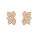 Pastel floral enamel earrings with gold metal edges in elegant pastoral style - White