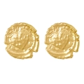 Orecchini a moneta d'oro minimalisti con texture martellata e design a cuore vintage - Oro