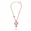 Collier rétro avec pendentif grue et perles de fleurs colorées peintes à la main - Style Peint de Grue et de Fleur (XL251126-0793)