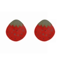 Fashionable strawberry enamel stud earrings with vibrant red fruit and green leaf design - Red Strawberry Style