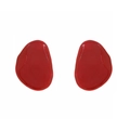 Modern geometric oval red enamel stud earrings with polished mirror finish for women - Burgundy