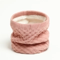 Roze gebreide nekwarmer met ruitpatroon en zachte fleecevoering voor de winter - 25x20cm / Roze