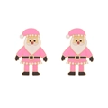 Pendientes de Papá Noel en esmalte rosa con perlas y borde dorado para Navidad - Rosa