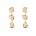 Vintage gold layered earrings featuring baroque pearls with a hammered metal finish - Antique Gold