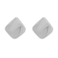 Silver liquid metal texture square stud earrings with modern irregular geometric design - Silver