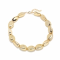 Polished gold irregular pebble bead necklace with lobster clasp in a minimalist liquid metal style - Gold