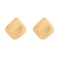 Minimalist square gold stud earrings with polished geometric metal surface for women - Gold