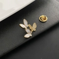 Three butterflies brooch with shell wings and sparkling zircon in gold plating - Shell Butterfly Brooch (29#XZ)
