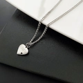 Silver titanium steel heart pendant necklace with LOVER engraving on curb chain - Silver
