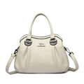 Chic off-white faux leather tote bag with pebble texture and adjustable strap - Off White