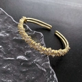 Verstellbarer goldener offener Ring mit rechteckigem Zirkon-Inlay im französischen Stil - Gold