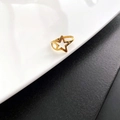 Polished gold hollow star ring in minimalist geometric stainless steel for women - Hollow Star / Gold