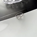 Elegant silver stainless steel ring featuring a minimalist cutout cat paw design - Titanium Steel Cat Paw Ring (JZ-107) / Silver