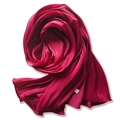 Deep rose red pleated long scarf made of lightweight cotton-linen with elegant folds - 180x70cm / Red