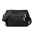Bolso bandolera negro impermeable con doble cremallera frontal para ciclismo y oficina - Negro