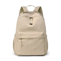 Minimalist cream beige waterproof nylon travel backpack with multi-pocket design - Off White