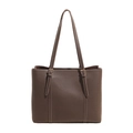 Borsa tote minimalista in pelle testa di moro con fibbie regolabili in oro rosa - Grigio
