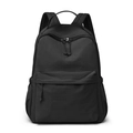 Minimalist black nylon backpack with high-capacity design and multiple zippers - Black
