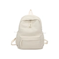 Minimalist cream corduroy backpack with dual zippers and side drawstring pockets - Off White