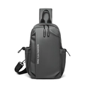 Wasserdichte dunkelgraue Brusttasche mit vertikalem Reißverschluss und Logo-Print - Grau