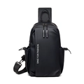 Matte schwarze wasserdichte Crossbody Brusttasche für Herren mit weißem Schriftlogo - Schwarz