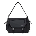 Bolso mensajero hombre impermeable de gran capacidad con hebillas en negro mate - Negro Grande