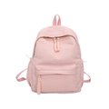 Pink corduroy minimalist backpack for women featuring texture and side pockets - Pink
