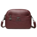 Women's burgundy faux leather crossbody bag with multiple layers and kangaroo logo - Burgundy