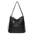 Zaino e borsa a tracolla versatile in nylon nero da donna con finitura impermeabile - Nero