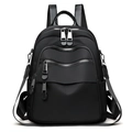 Zaino nero leggero in nylon con tasche multiple a cerniera per viaggio e tempo libero - Nero