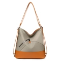 Borsa a tracolla in nylon taupe e pelle arancione con tracolla regolabile - Grigio